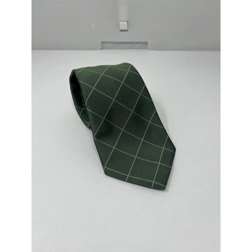 Brooks Brothers Makers Silk Tie Green Windowpane Check England Fabric‎ USA Made